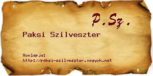 Paksi Szilveszter névjegykártya